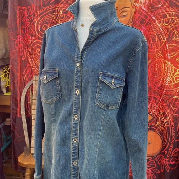 92-(VWC) Vintage. Womens. Long Denim. Jacket.HotKiss.1980s. Rare Find. - Picture 3 of 11